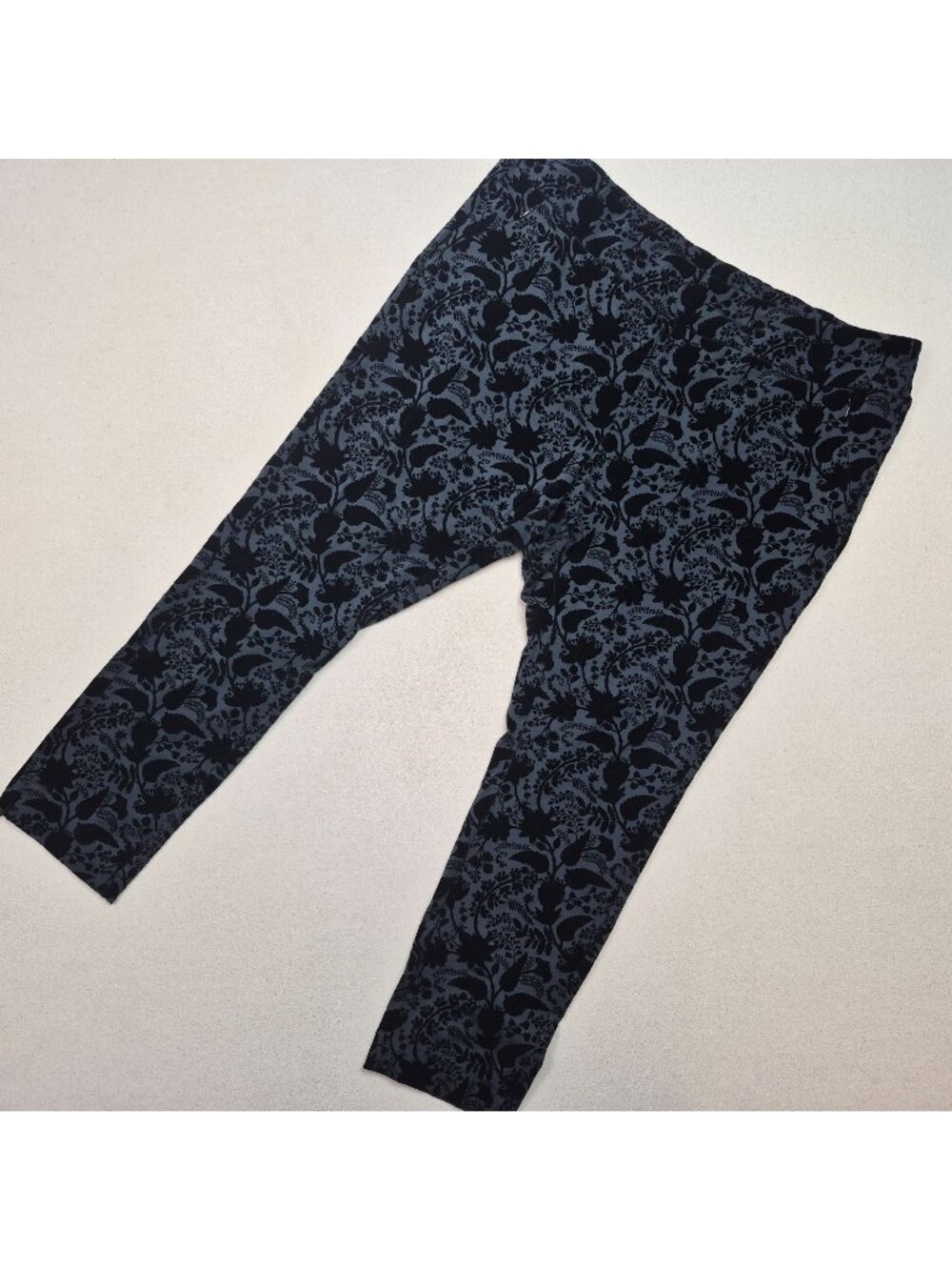 Soft Surroundings Womens Black Velvet Floral & Paisley Pants Sz XL Goth Emo Punk